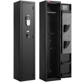 VEVOR Gun Safe, Heavy Duty Cold-Rolled Steel Fireproof Rifle Cabinet with Fingerprint, Digital Keypad & Key